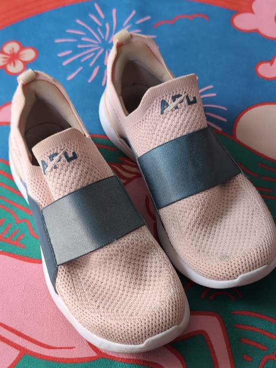 APL Shoes - APL Knit Slip-On Sneakers in Blush Pink & Charcoal Strap
